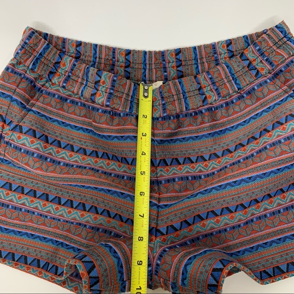 J. Crew Boho Tribal Striped Multi Thick Shorts Orange Blue Multi Like New Size 4 - Picture 11 of 13